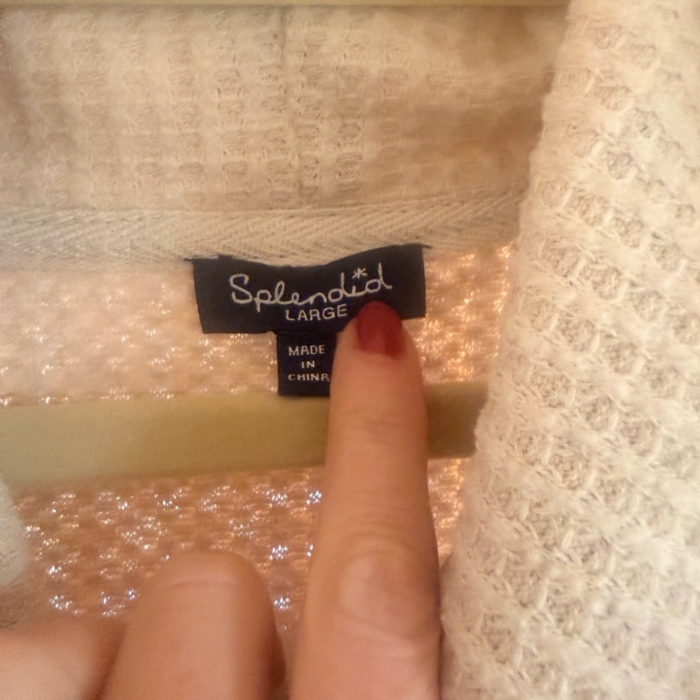 Splendid Waffle Weave Thermal Boat Neck Top in Oat! EUC! Size Large - Picture 2 of 4
